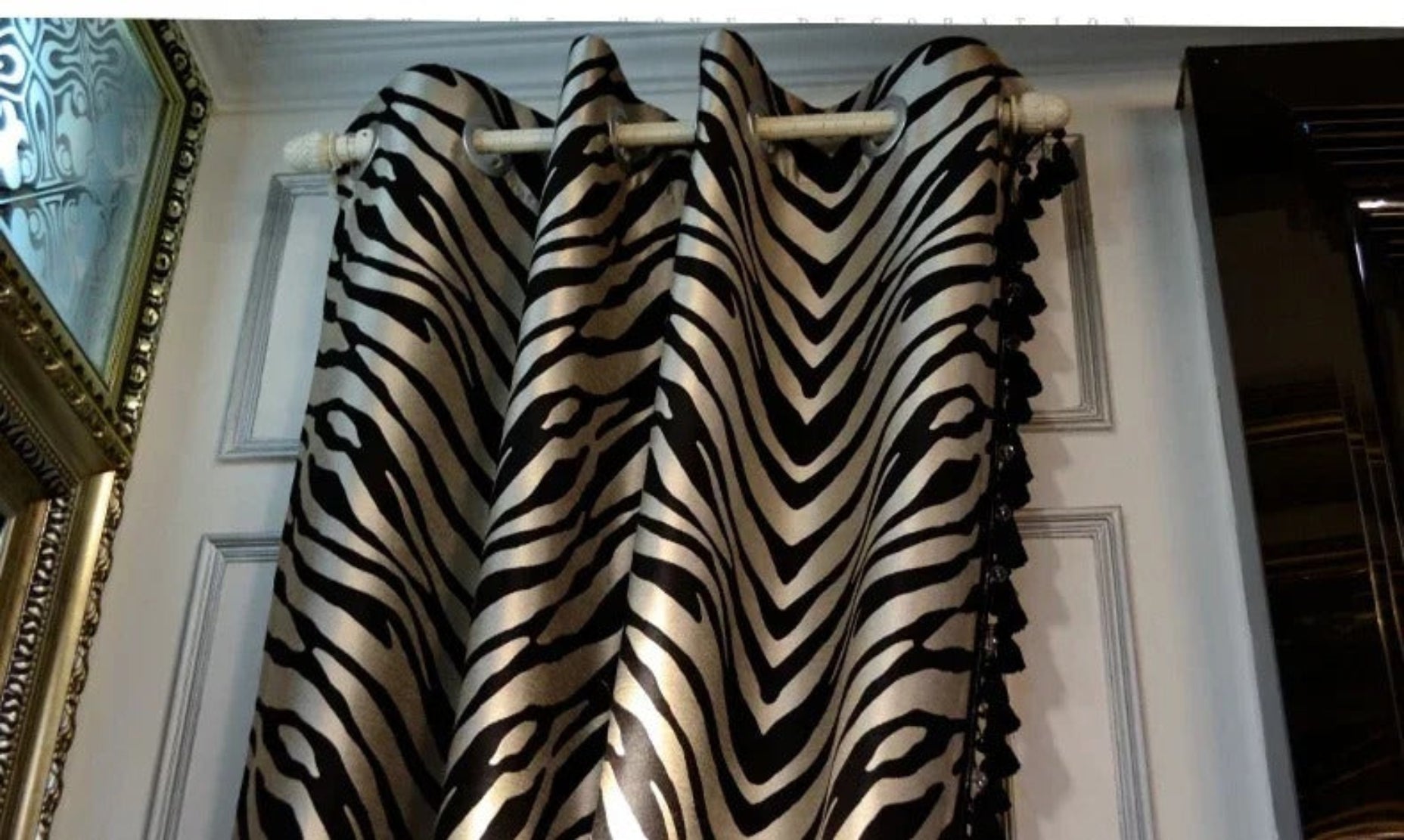 Polyester Tulle Window Curtain With Zebra Stripes