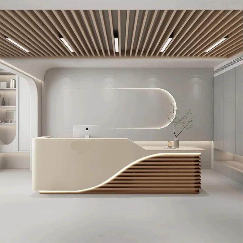 Modern Wooden Reception Desk With LED / Ruchi