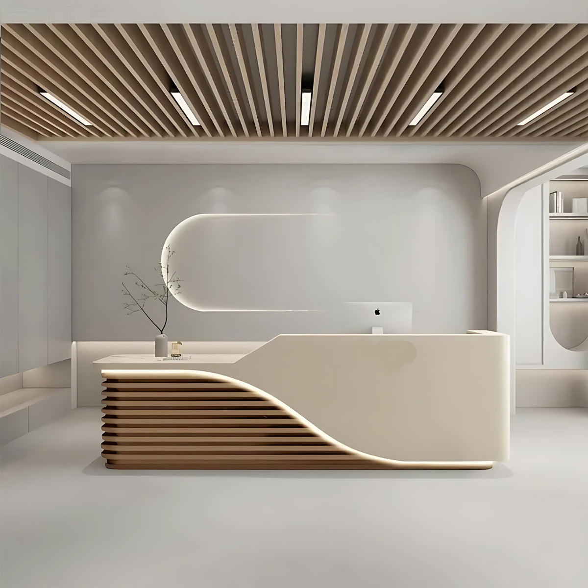 Modern Wooden Reception Desk With LED / Ruchi 