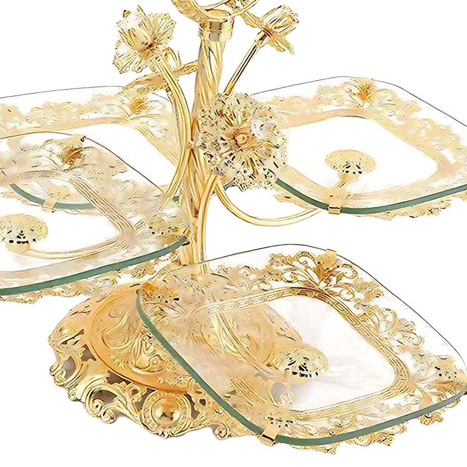 Fruit Stand With 4 Glass Trays For Party / Ruchi