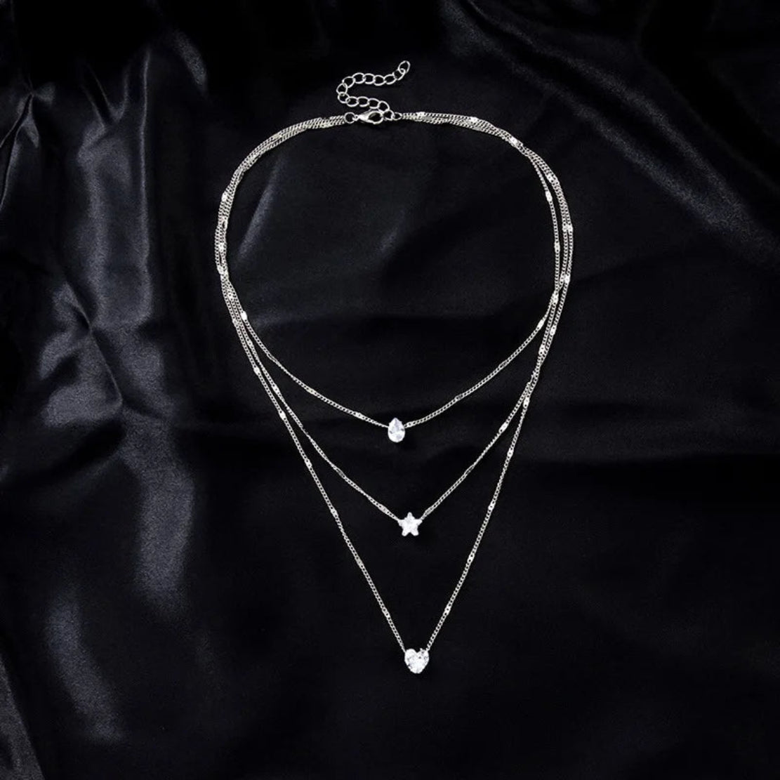 Triple Layered Women Pendant Necklace