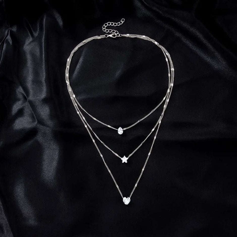 Triple Layered Women Pendant Necklace