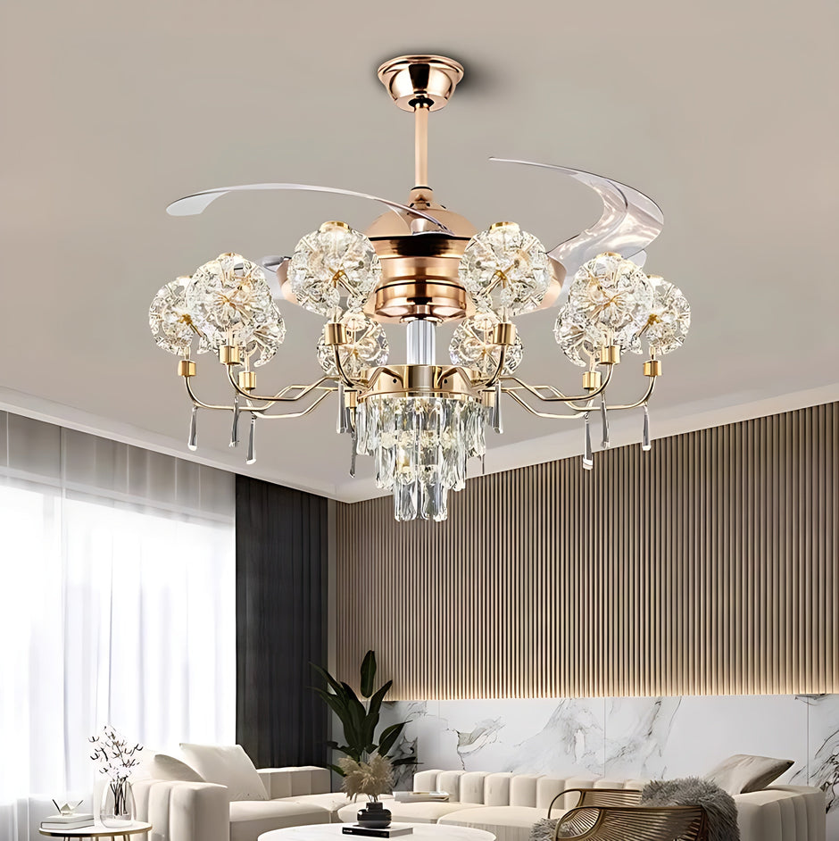Remote Control LED Chandelier Fan For Living Room / Ruchi