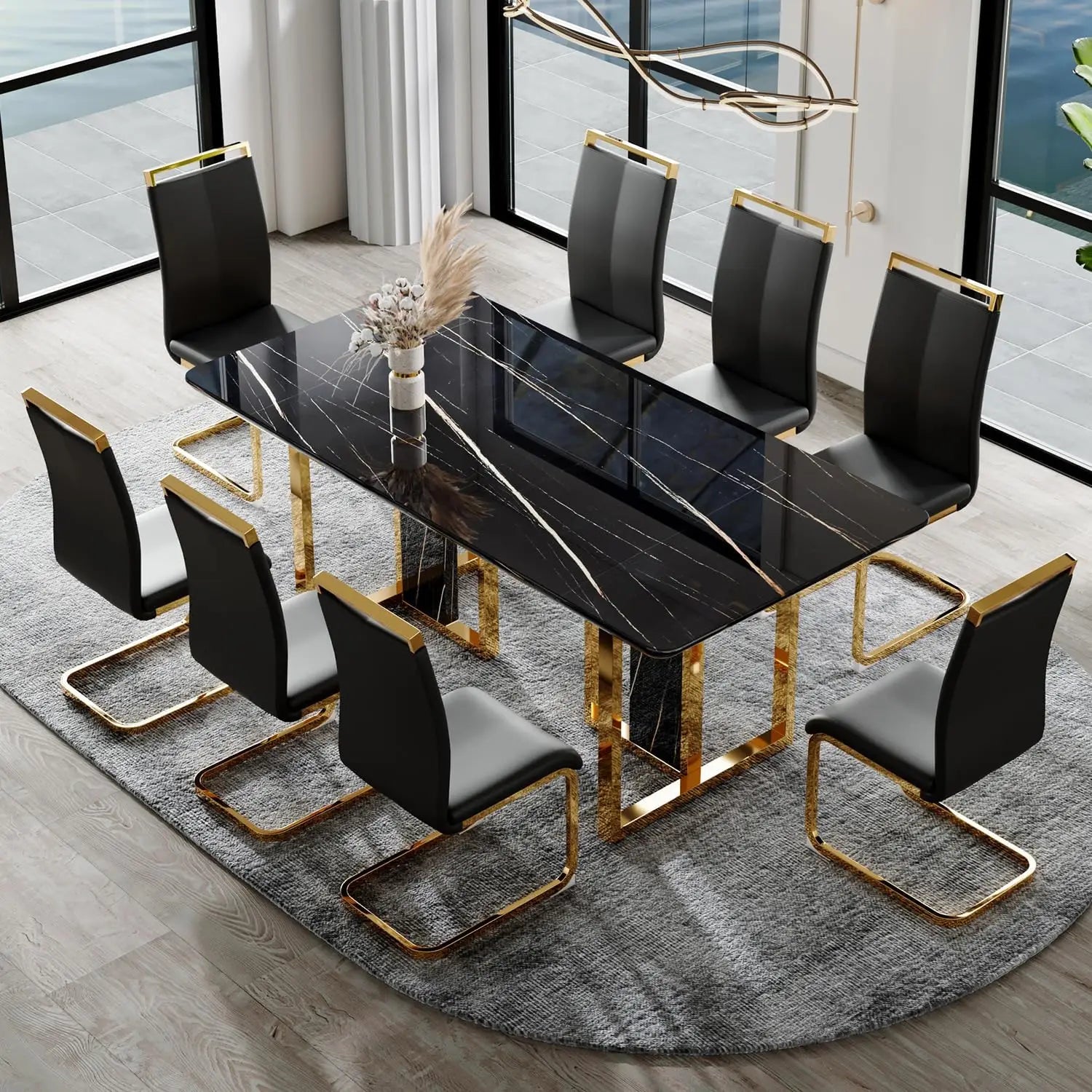 Rectangular 8 Seater Marble Dining Table Set / Ruchi