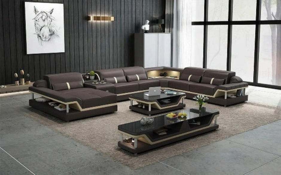 Glamorous LED Sectional Leather Sofa
