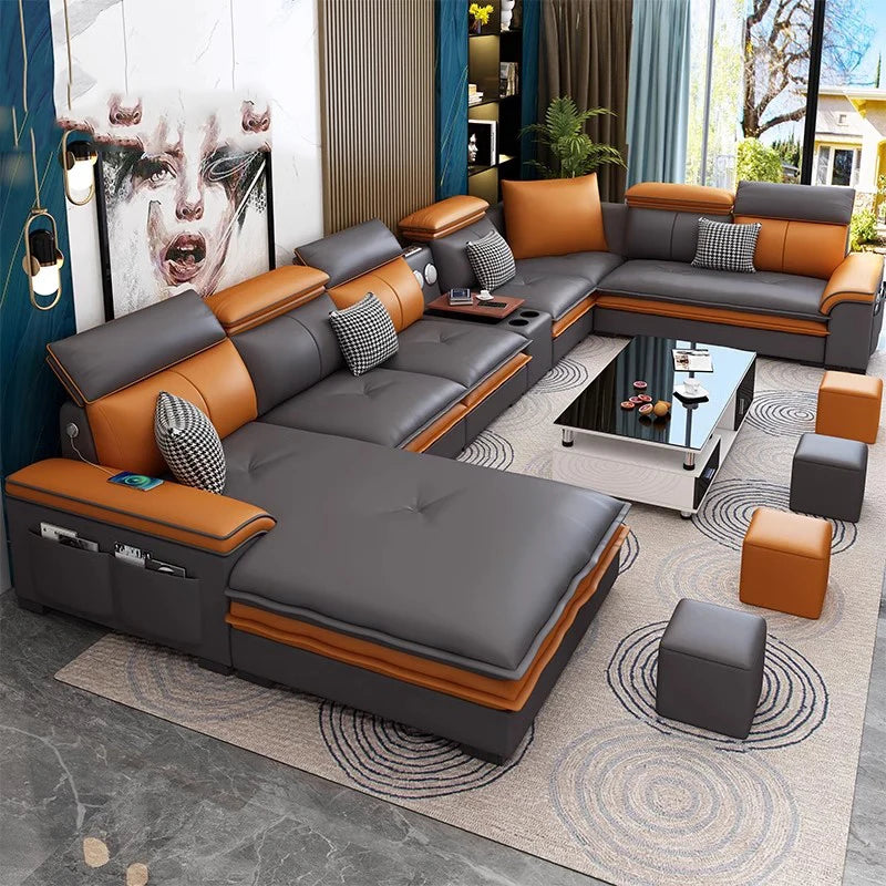 Relaxing U-Shaped Leather Sectional Sofa / Ruchi