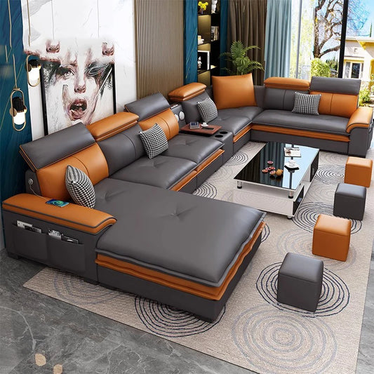Relaxing U-Shaped Leather Sectional Sofa / Ruchi