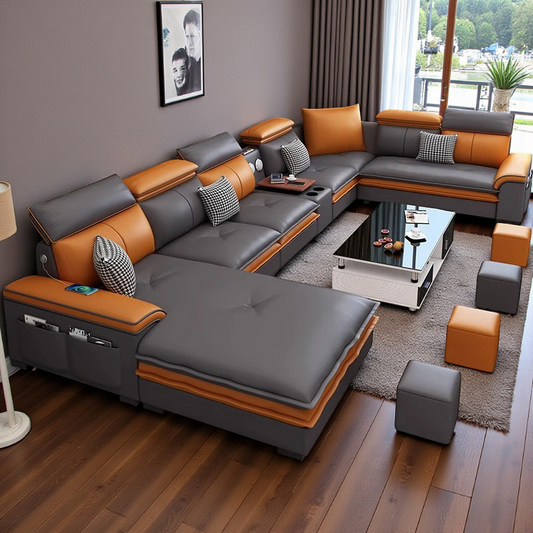 Relaxing U-Shaped Leather Sectional Sofa / Ruchi