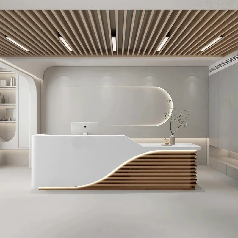 Modern Wooden Reception Desk With LED / Ruchi