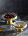 Golden Glass Top Fruit Bowl Stand / Ruchi