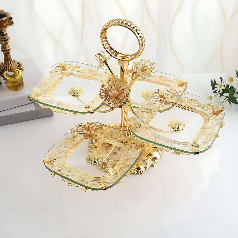 Fruit Stand With 4 Glass Trays For Party / Ruchi