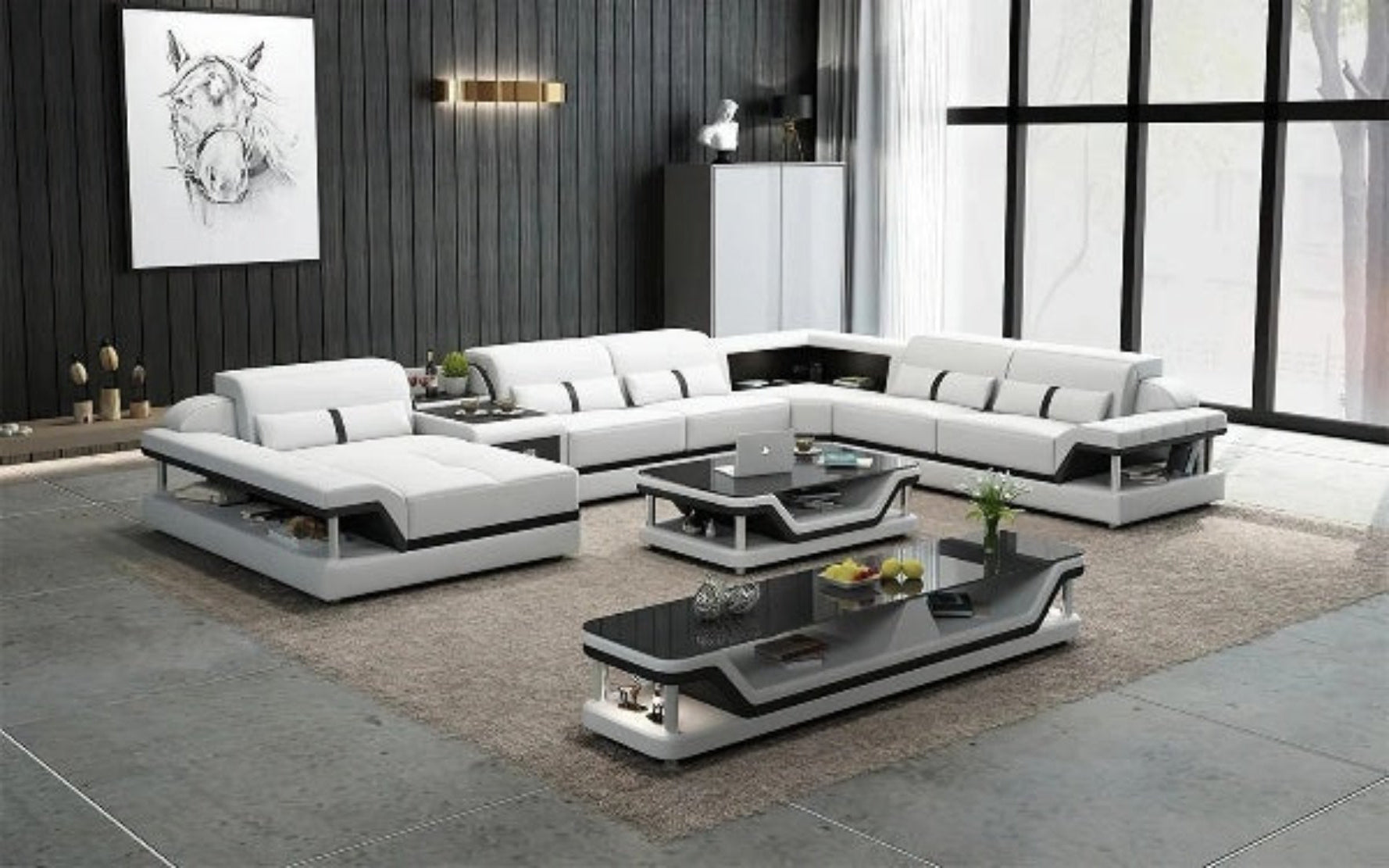 Glamorous LED Sectional Leather Sofa / Ruchi