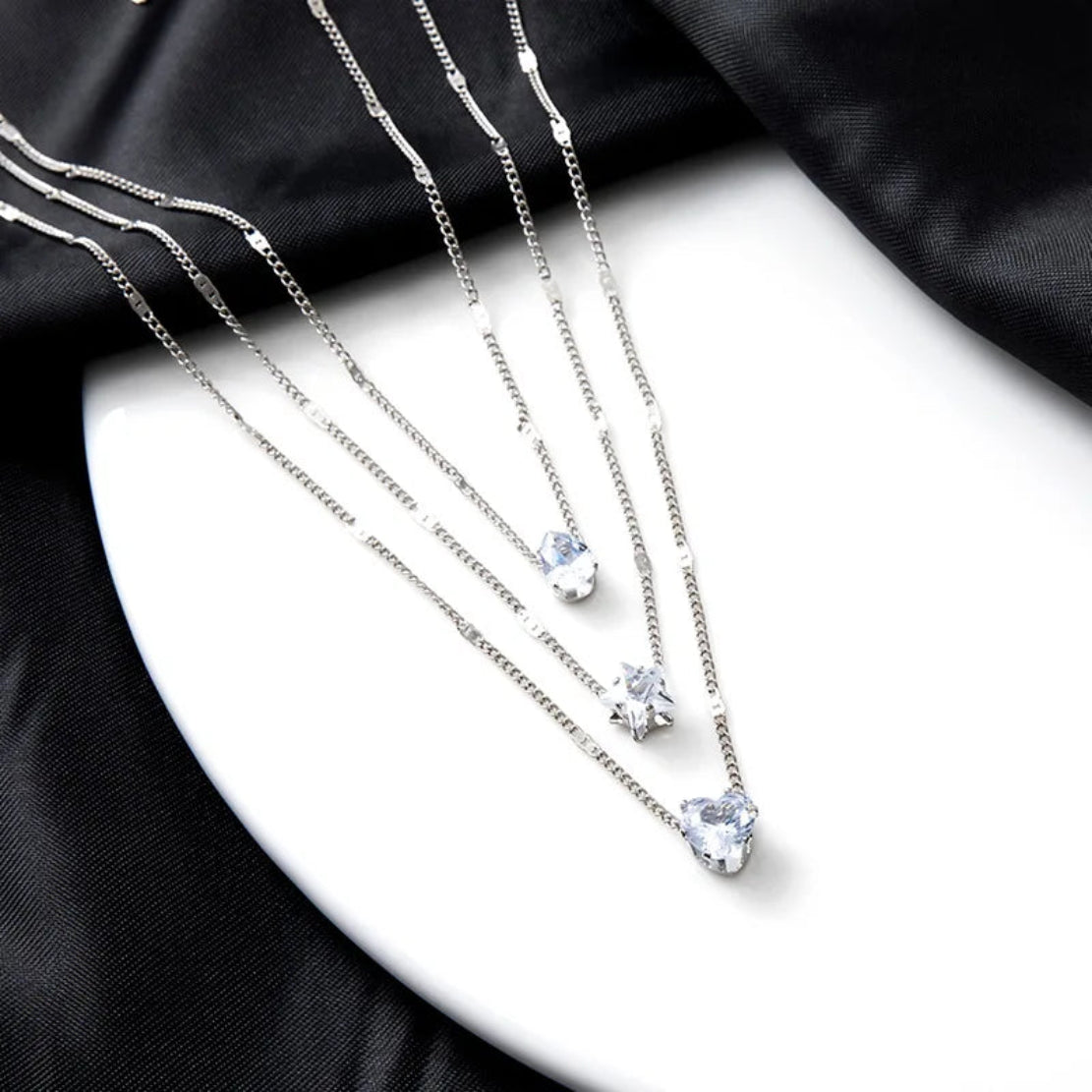 Triple Layered Women Pendant Necklace