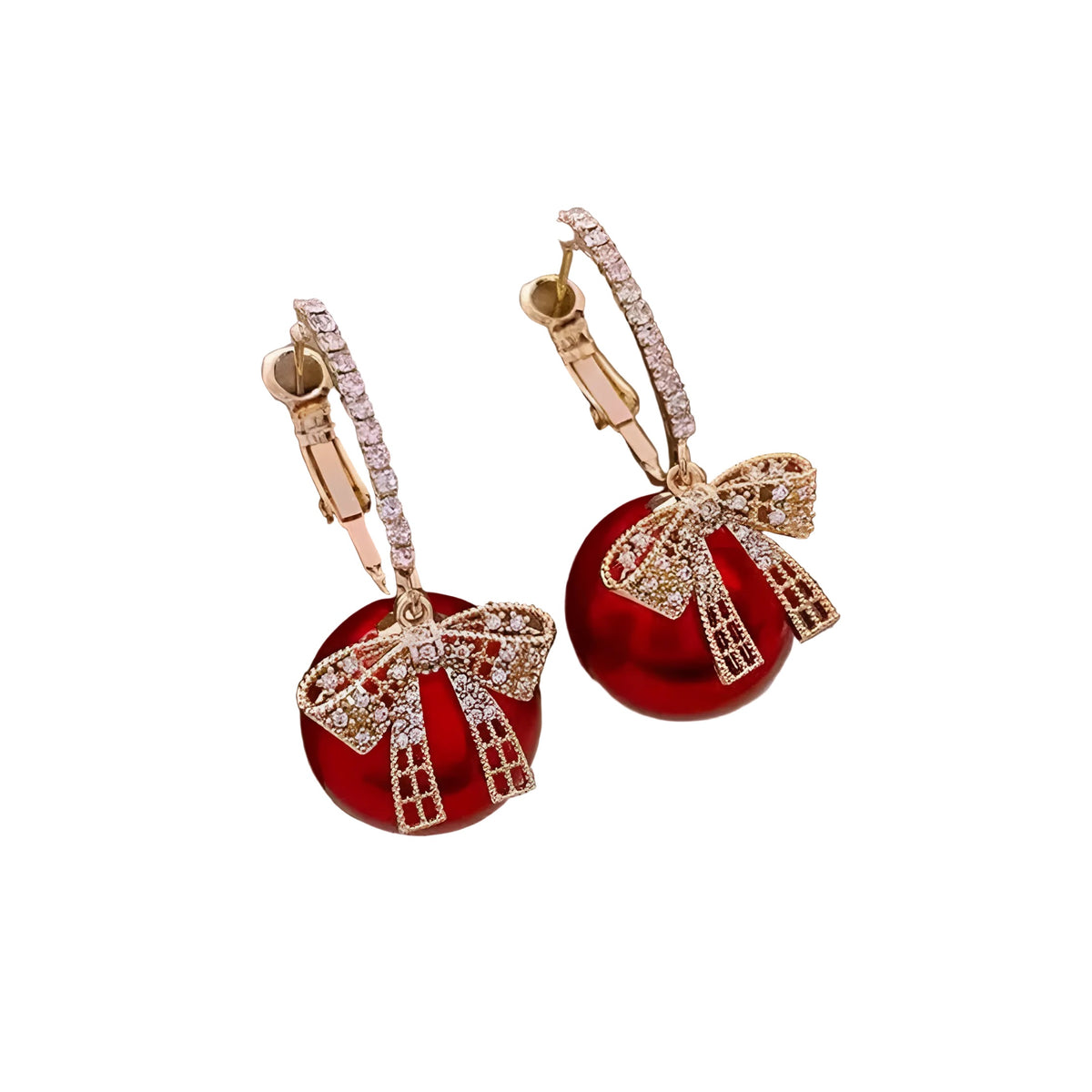 Round Cubic Zirconia Earrings With Bow Design / Ruchi 