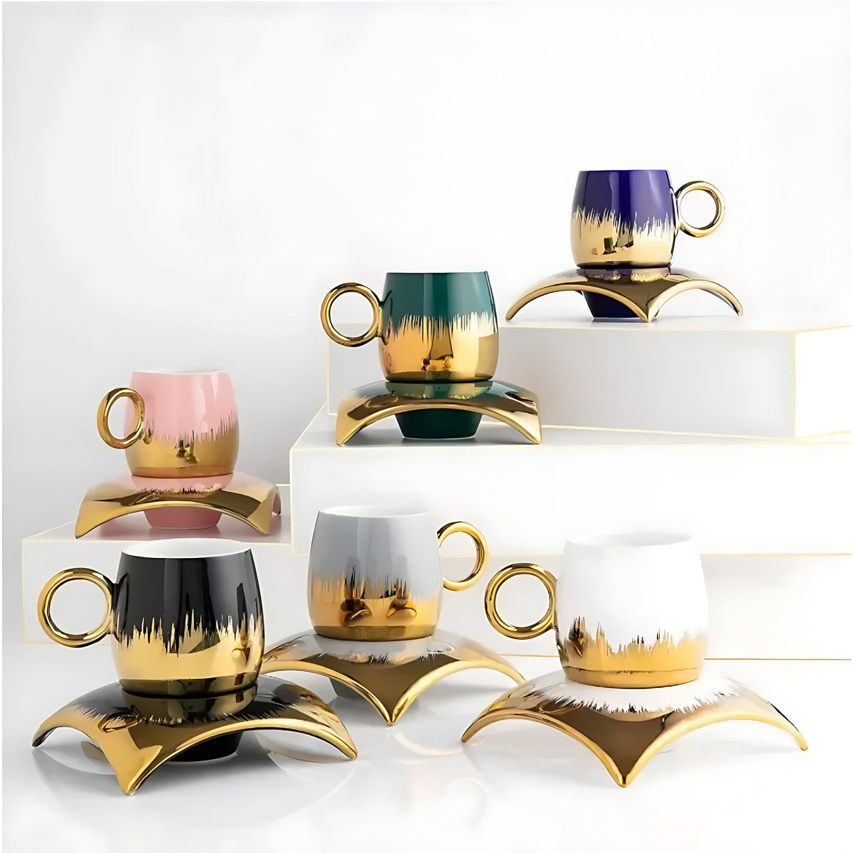 6 Pcs Ceramic Cup & Saucer Set / Ruchi