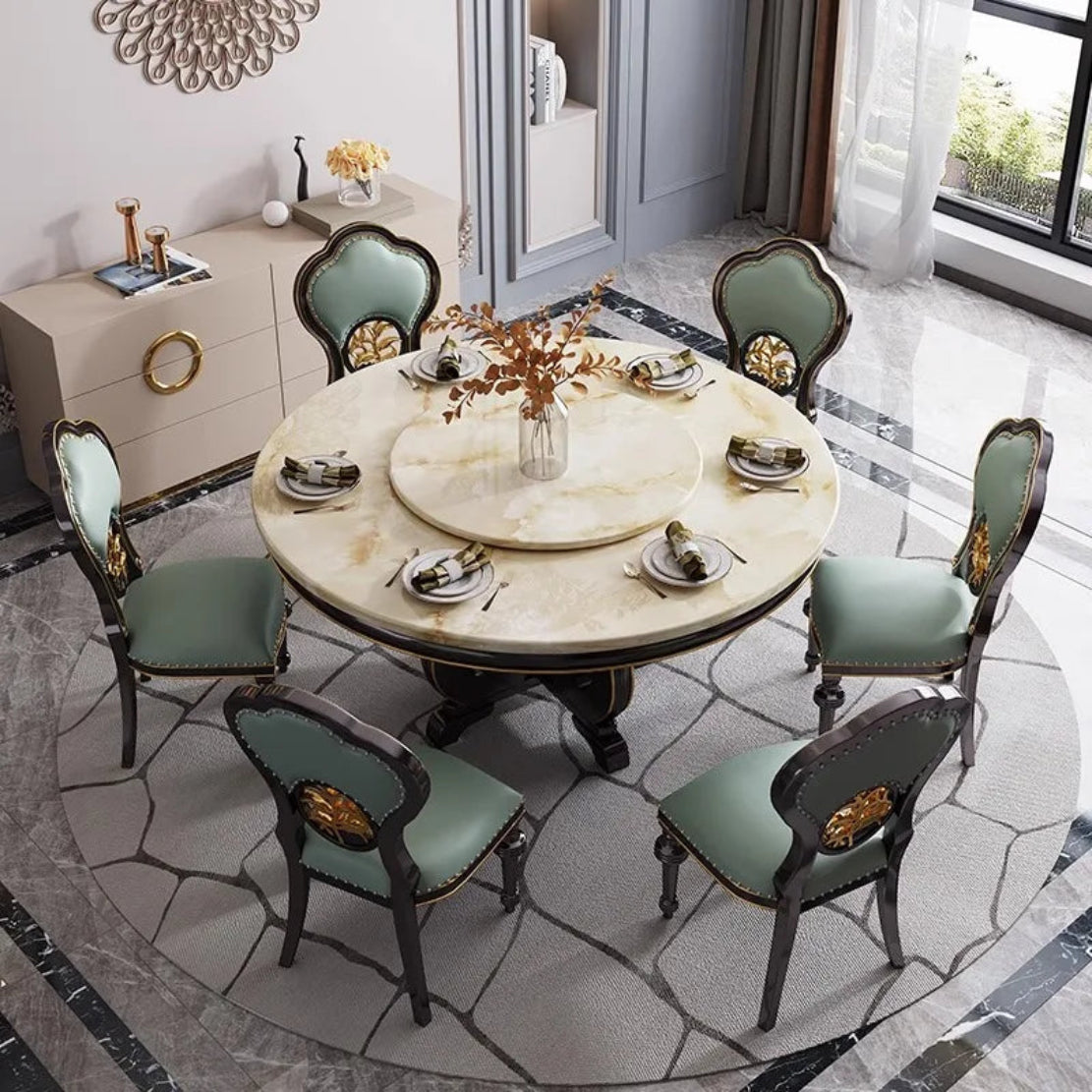 Round Marble Dining Table Set / Ruchi