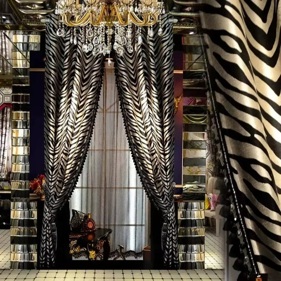 Polyester Tulle Window Curtain With Zebra Stripes / Ruchi