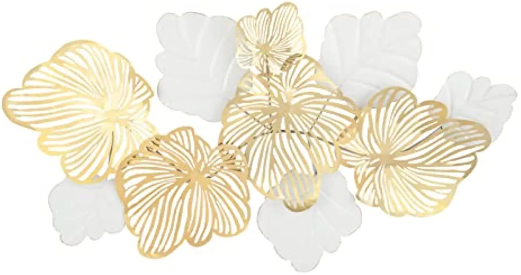 Golden & White Leaf 3D Metal Wall Decor / Ruchi