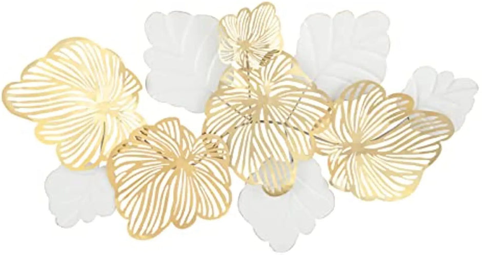 Golden & White Leaf 3D Metal Wall Decor / Ruchi