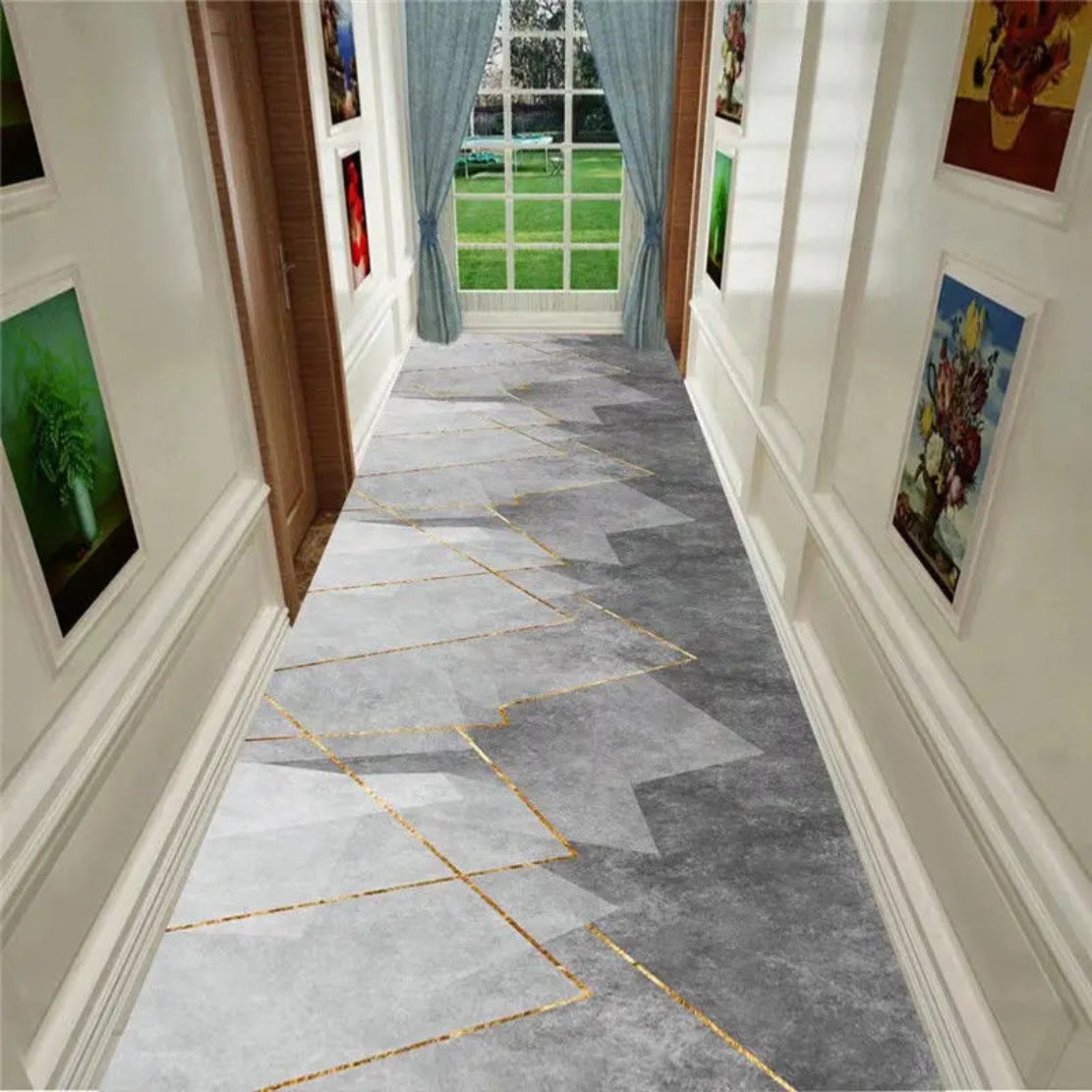 Long Non-Slip Polyester Hallway Runner Rug / Ruchi