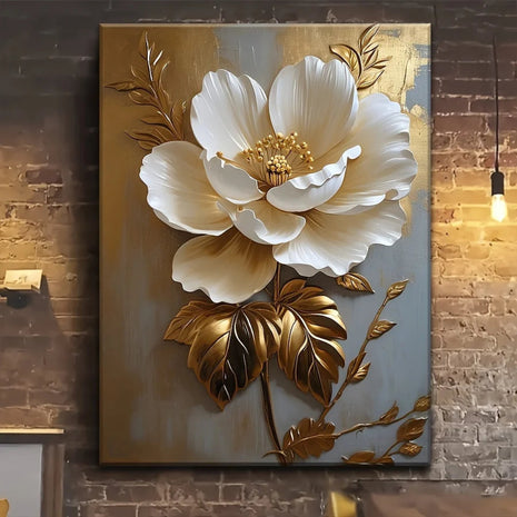 Framed White Elegant Floral Canvas / Ruchi