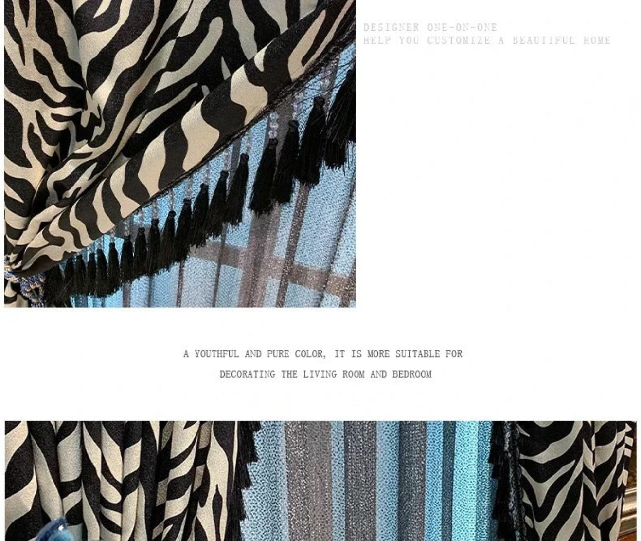 Polyester Tulle Window Curtain With Zebra Stripes