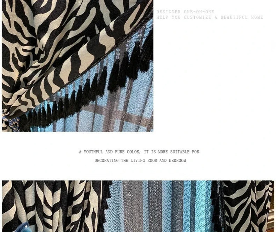 Polyester Tulle Window Curtain With Zebra Stripes