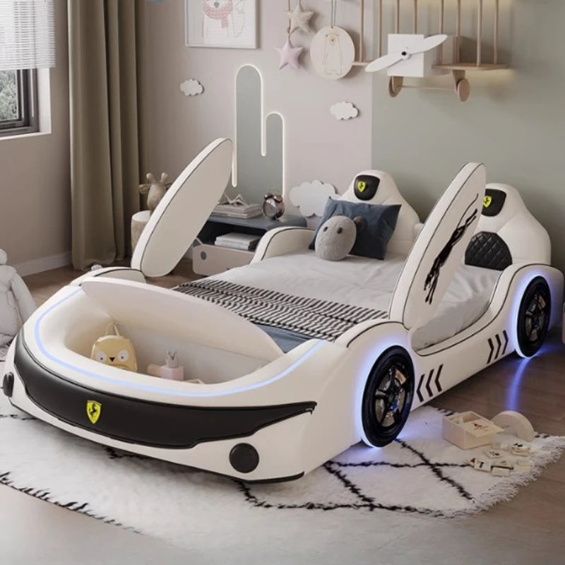 Children's LED Leather Car Bed with Speaker / Ruchi