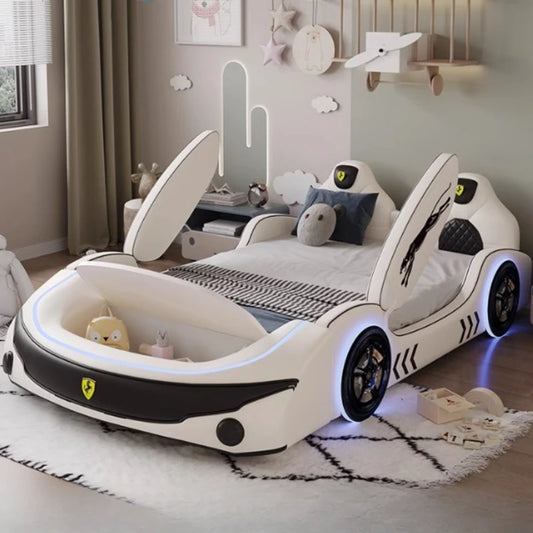 Children's LED Leather Car Bed with Speaker / Ruchi