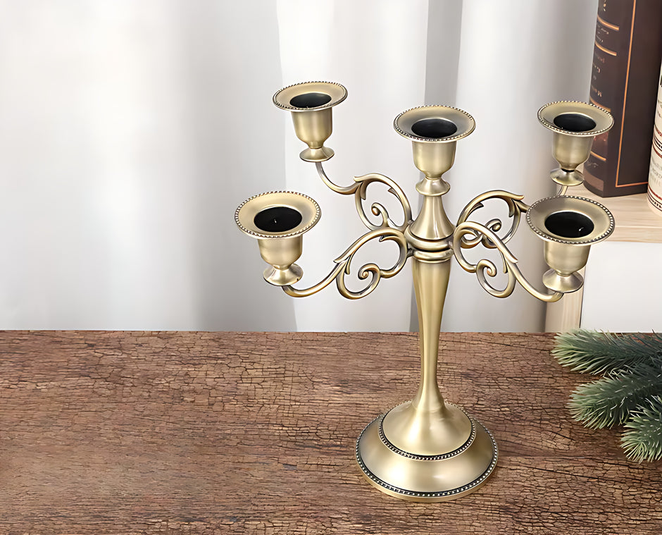 Vintage Metal Candle Holder Pillar / Ruchi