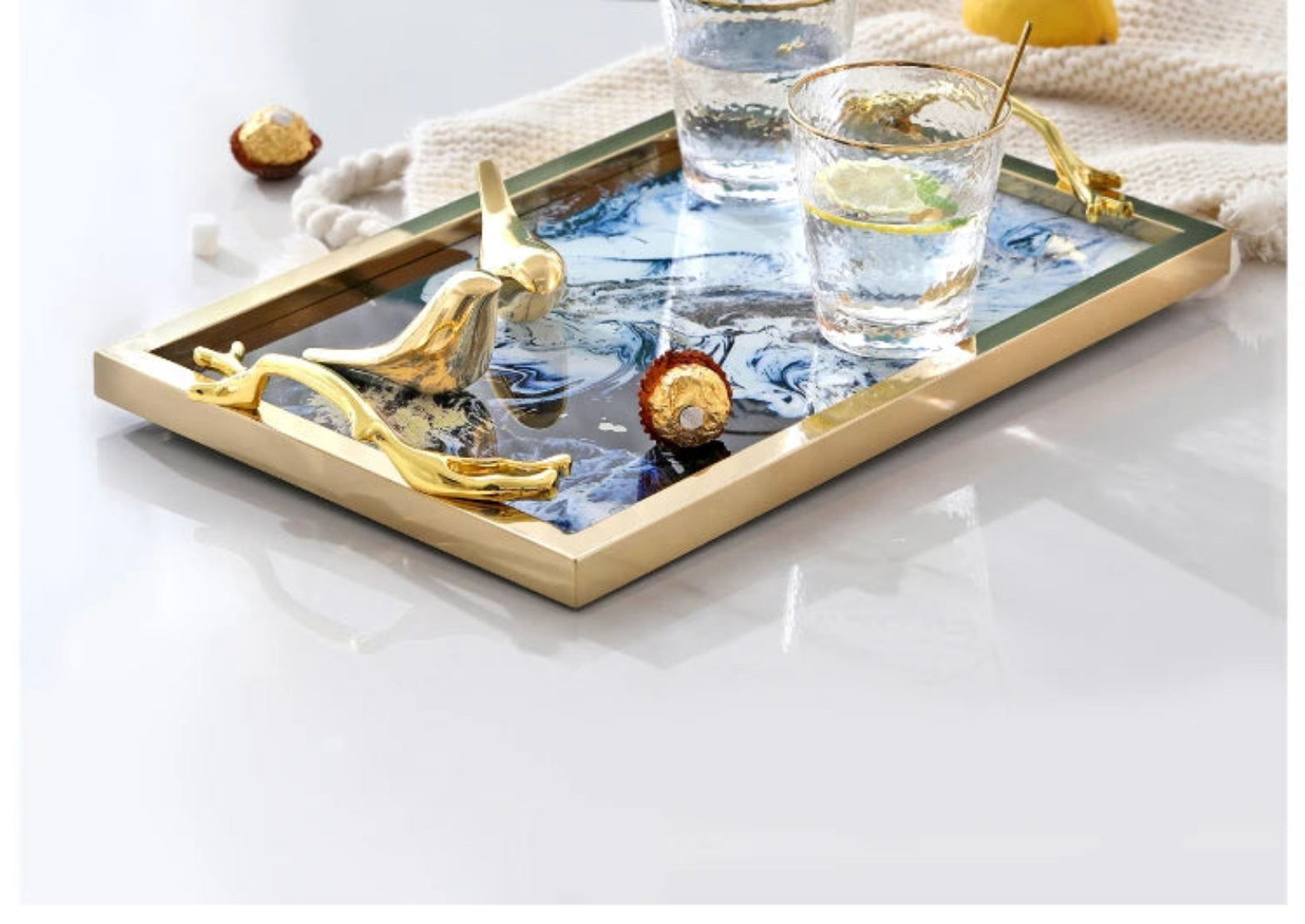 Metal Serving Tray With Handles / Ruchi