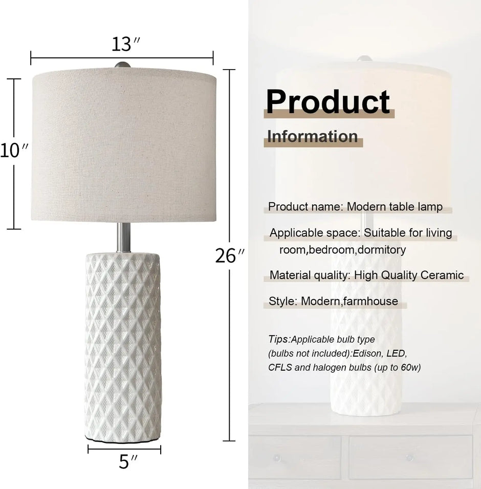 Modern Ceramic Table Lamp Set of 2 / Ruchi