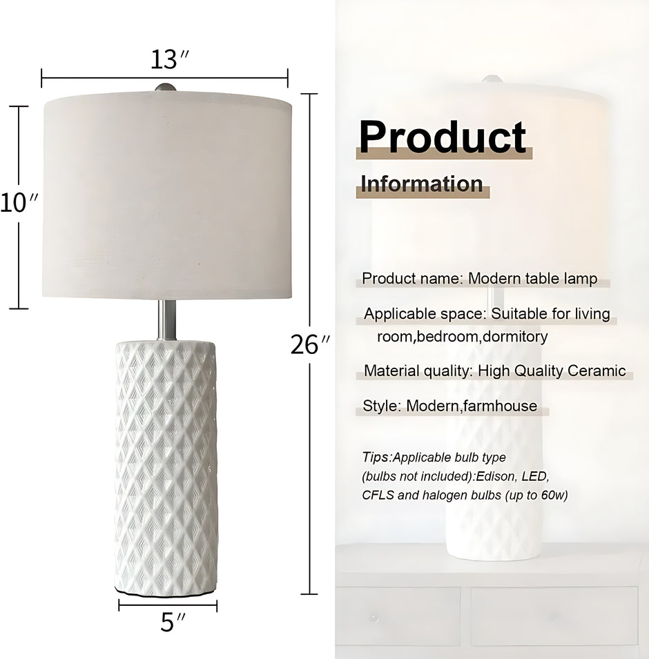 Modern Ceramic Table Lamp Set of 2 / Ruchi