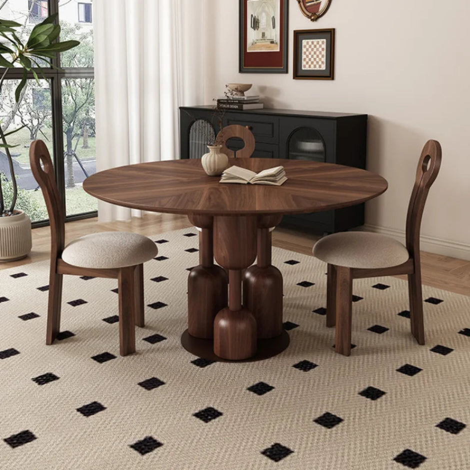 Round Wooden Dining Table with 4 Chairs / Ruchi