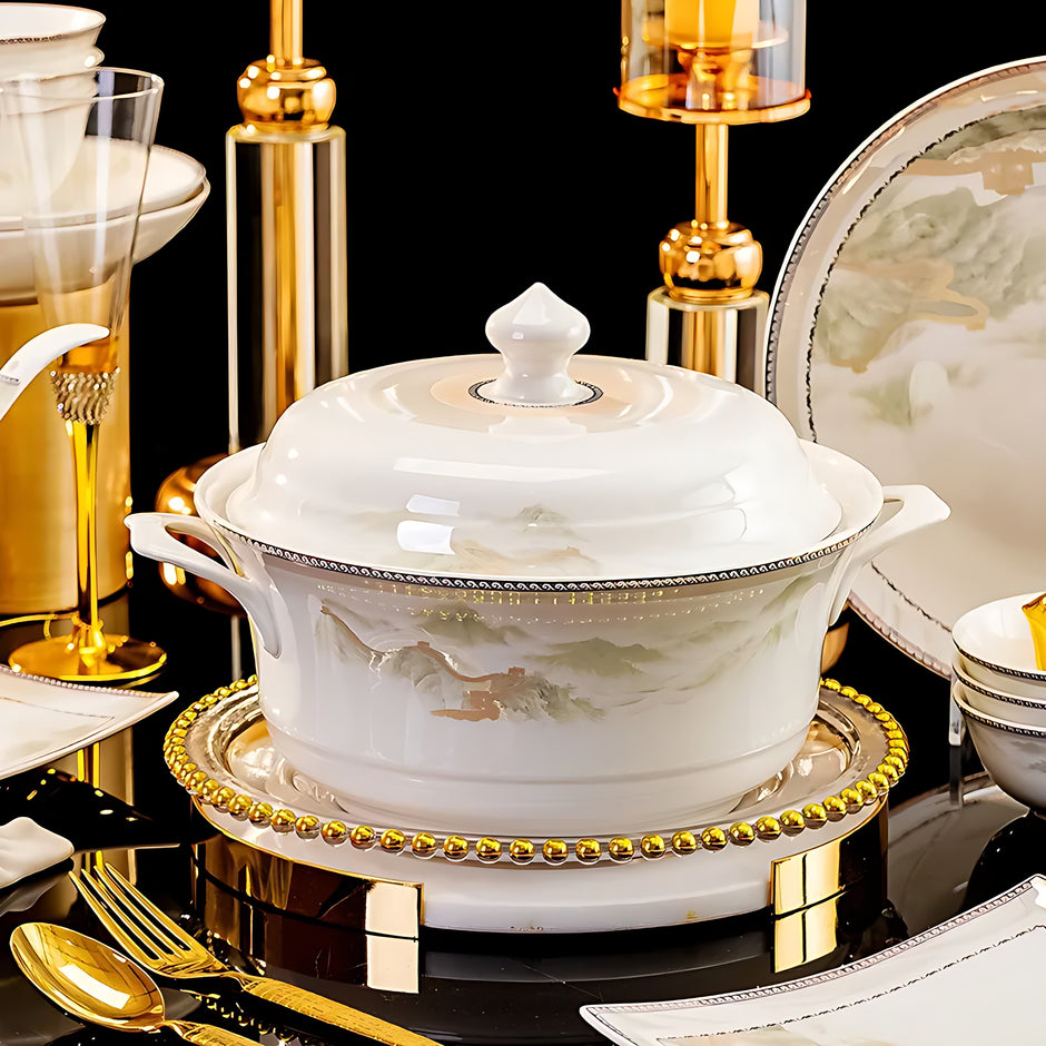 Mountains and Mist Parttern 60Pcs Ceramic Dinnerware Set / Ruchi 