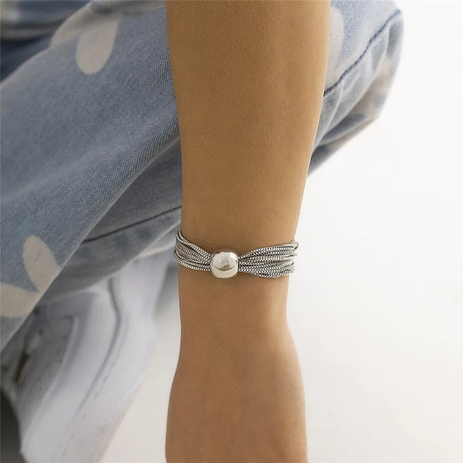 Chunky Multilayer Beaded Chain Bracelet / Ruchi