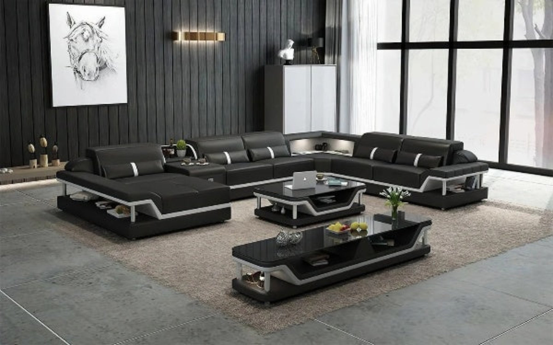 Glamorous LED Sectional Leather Sofa