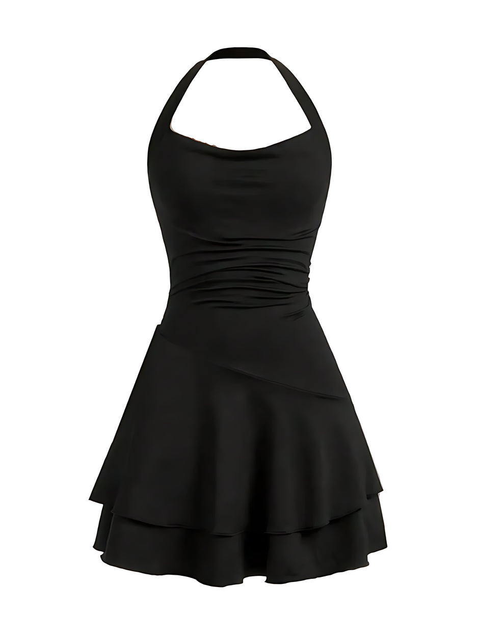 Girls Halter Neck Tiered Skater Polyester Dress / Ruchi