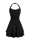 Girls Halter Neck Tiered Skater Polyester Dress / Ruchi
