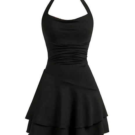 Girls Halter Neck Tiered Skater Polyester Dress / Ruchi