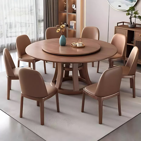 Round Wooden Dining Table Set With 6 Chairs