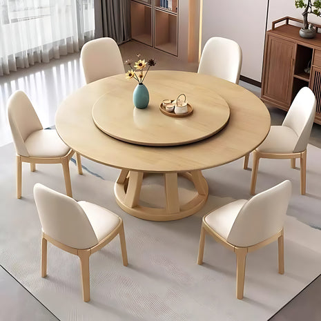 Round Wooden Dining Table Set With 6 Chairs