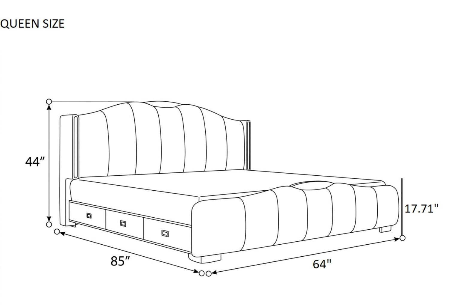 Modern LED Leather Bed With Storage