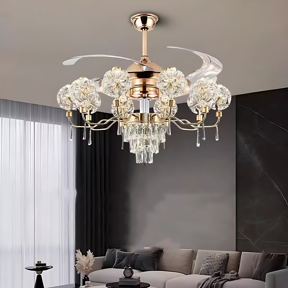 Remote Control LED Chandelier Fan For Living Room / Ruchi