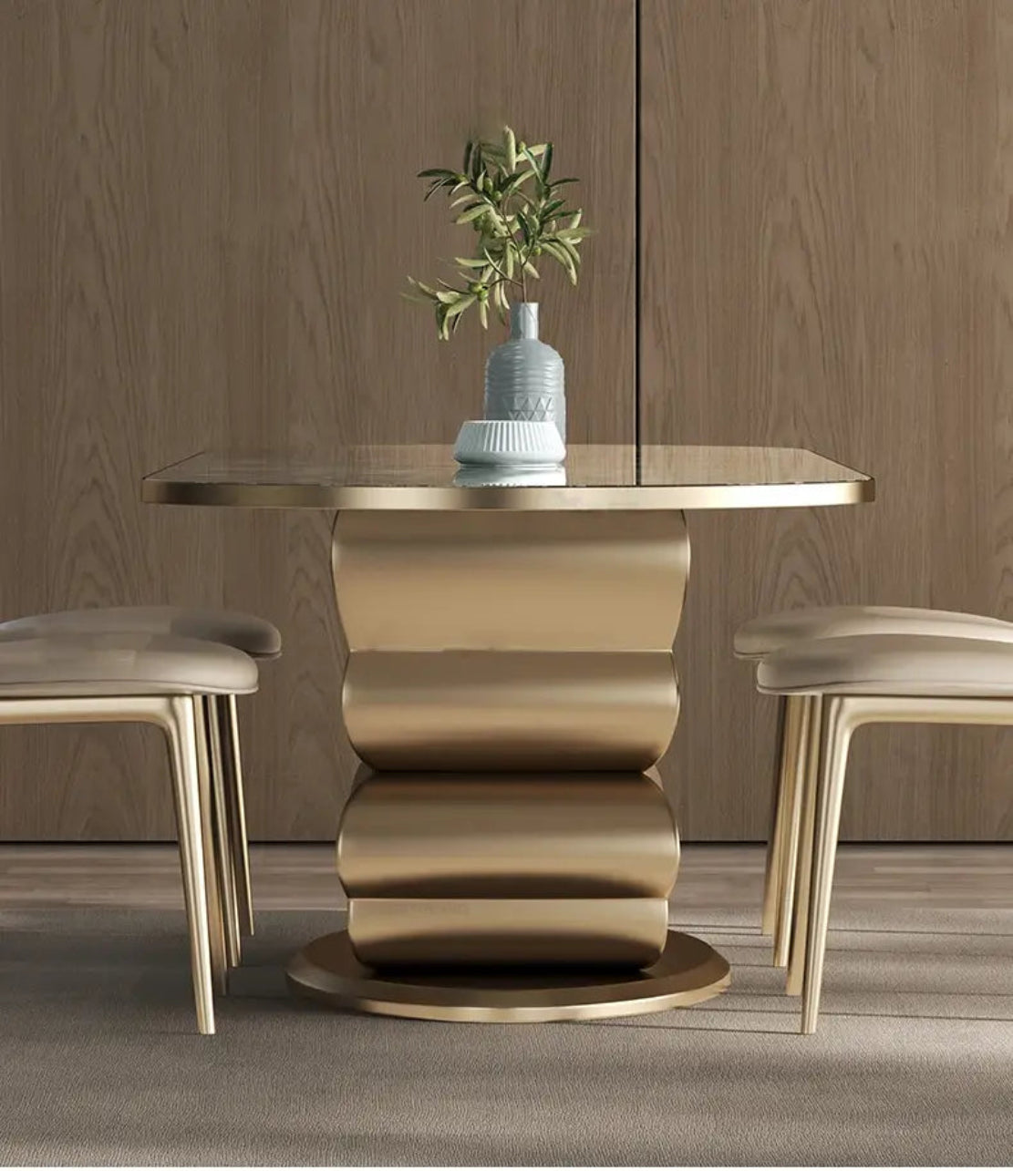 Butterfly Design Marble Dining Table Set