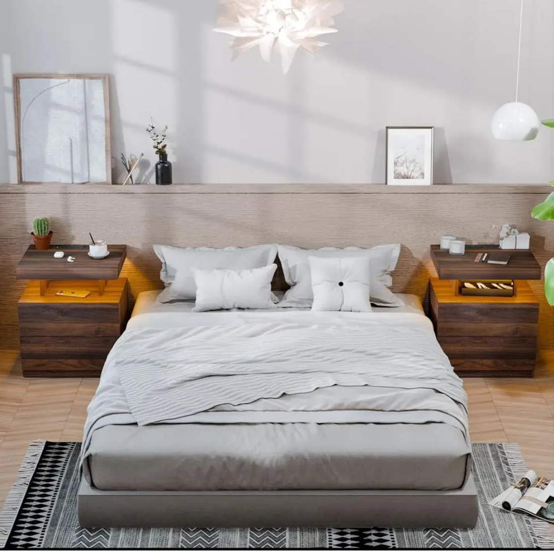 Wooden Smart LED Nightstand Set of 2 / Ruch