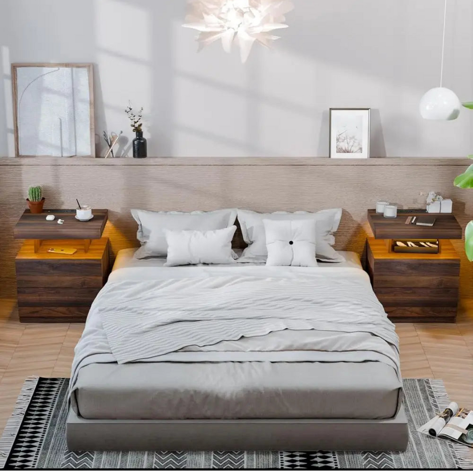 Wooden Smart LED Nightstand Set of 2 / Ruch