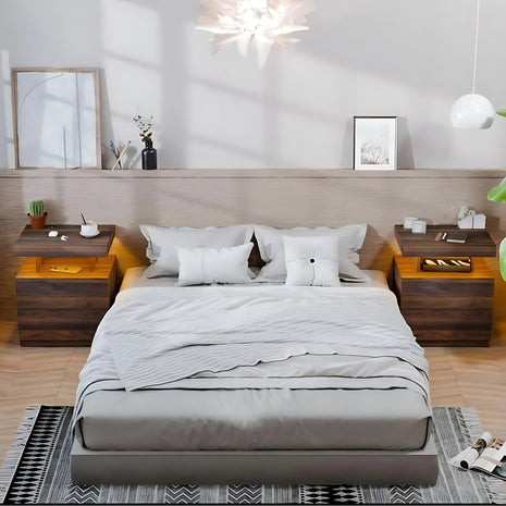 Wooden Smart LED Nightstand Set of 2 / Ruchi