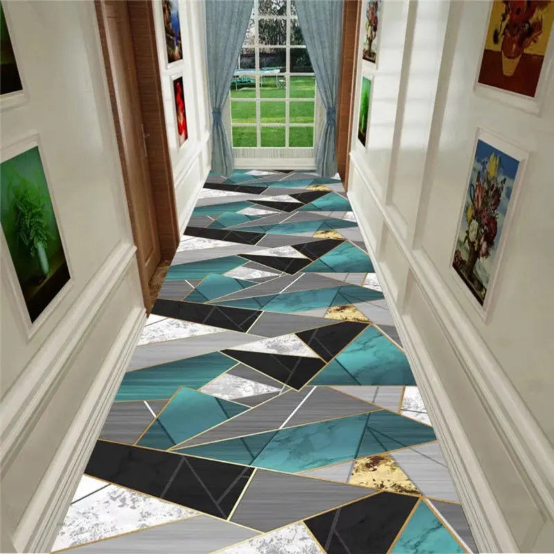 Long Non-Slip Polyester Hallway Runner Rug / Ruchi