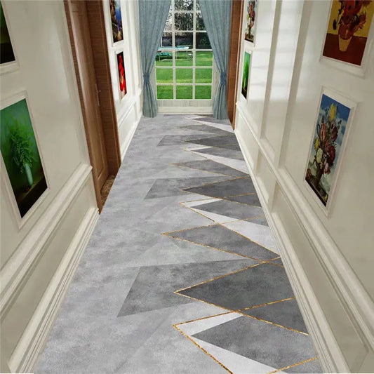 Geometric Non-Slip Polyester Hallway Runner Rug / Ruchi